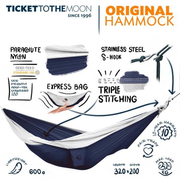 Hamac Ticket to the Moon Original Navy Blue - White