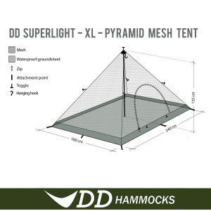 Cort DD Hammocks SuperLight Pyramid XL panza anti insecte 4
